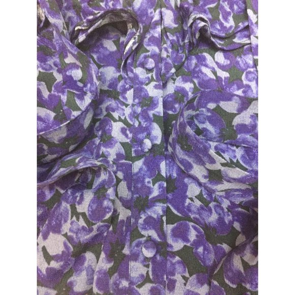 Women's Floral Print Ruffle Long Sleeve Dramatic Blouse Size S - Picture 4 of 9